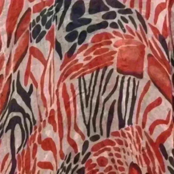 Scarf w/fringes red  blue and white - Picture 3 of 9